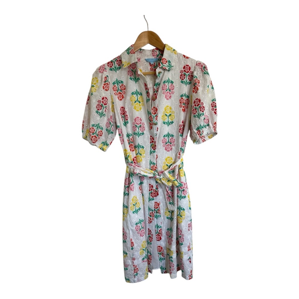Draper James Floral Midi Dress - White, Red, Yellow, Green